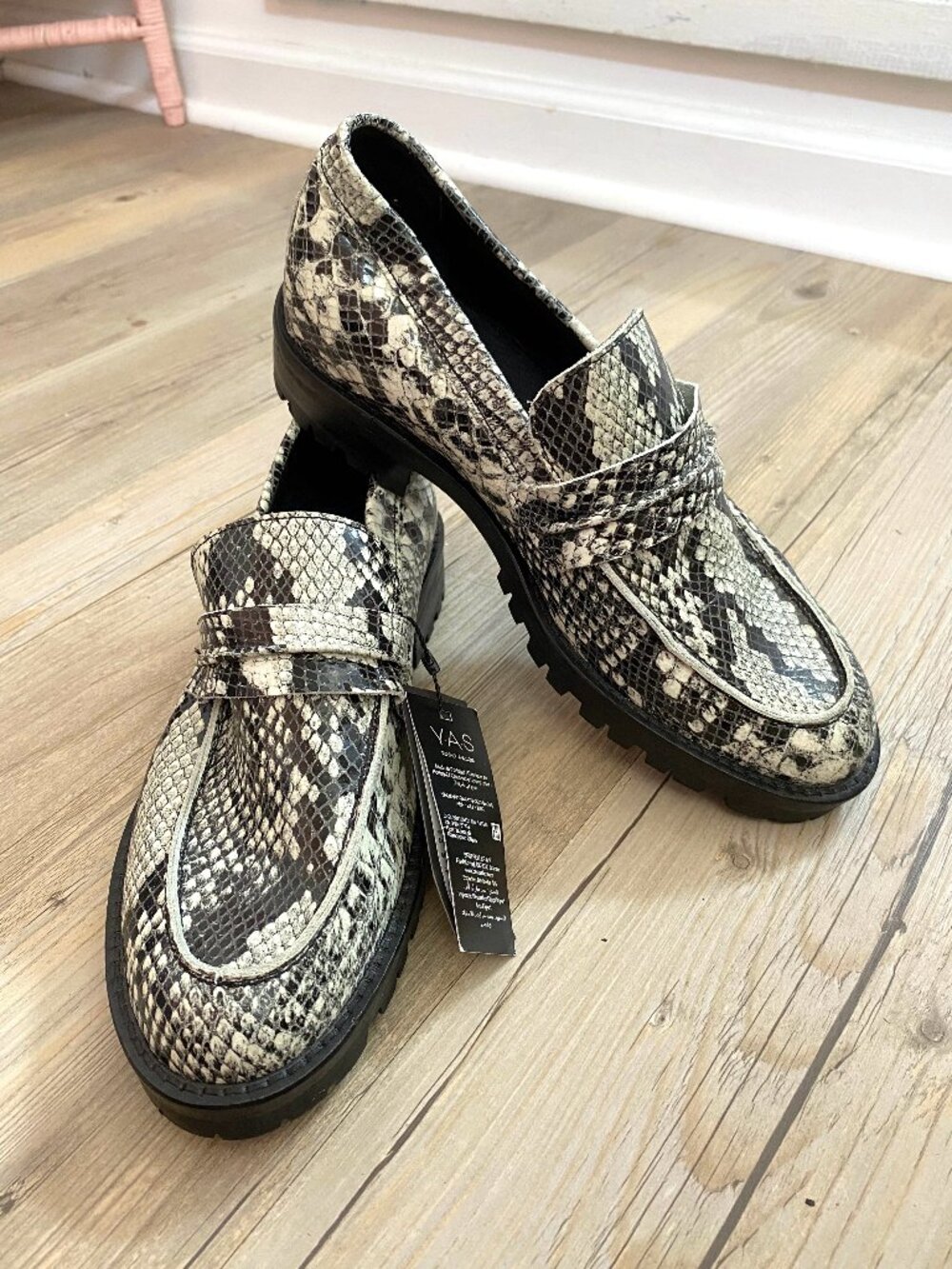 YAS YasManitoba Snakeskin Oxford Loafer Shoes Size 38